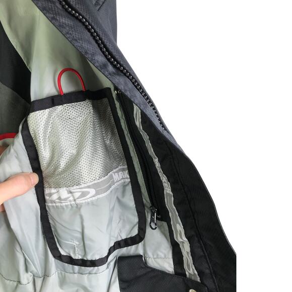 Marker Ski Jacket Women 8 Black Gray‎ Trim Hidden Hood Full Zip Pockets - Picture 6 of 7